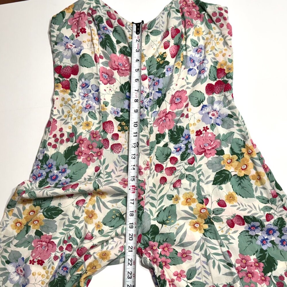 Mango MNG Strawberry Floral Jumpsuit Sleeveless Cottagecore Farm Country Fruit - Picture 14 of 16